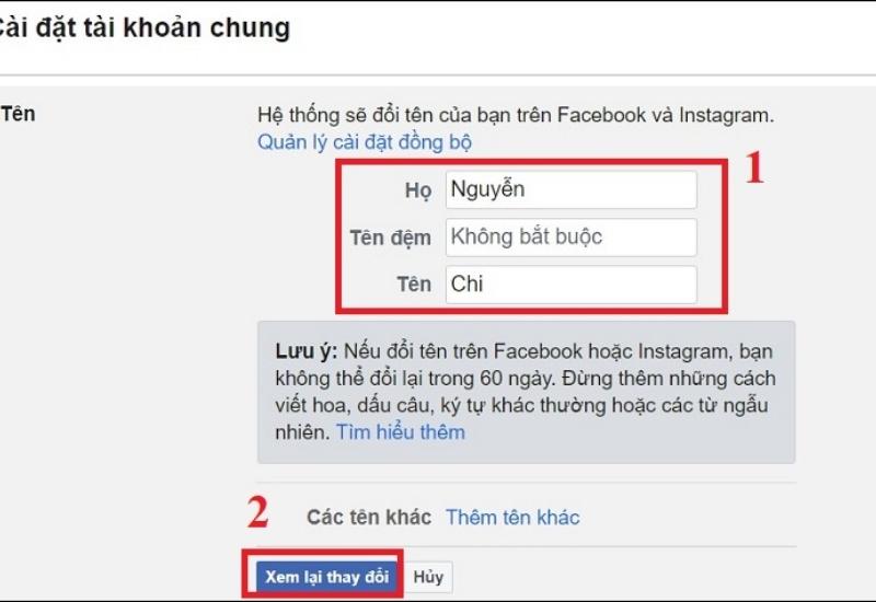 Hướng dẫn cách đổi tên Facebook trên máy tính